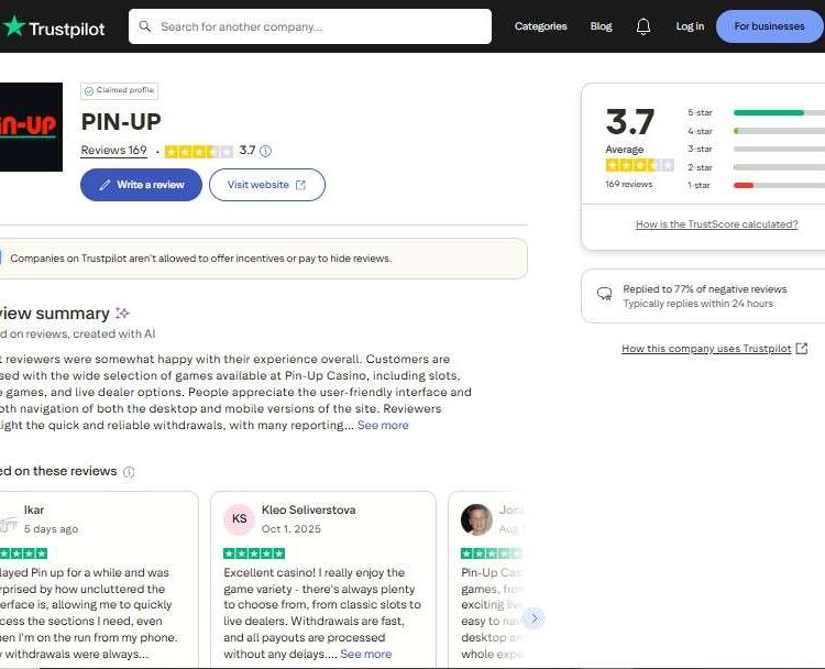 Pin Up Casino Trustpilot Review at jeta33