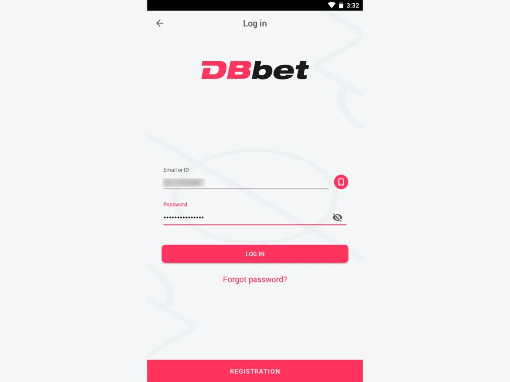 DBBet registration, login