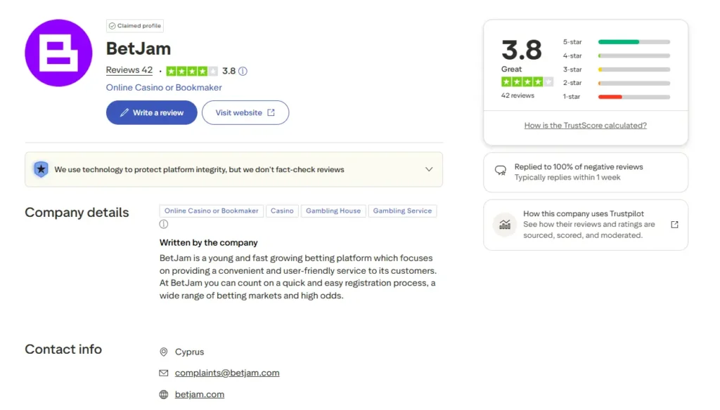Betjam casino review trustpilot at jeta33