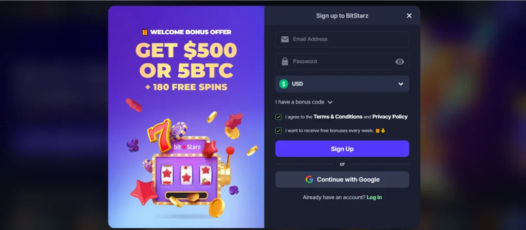 BitStarz casino signup at jeta33
