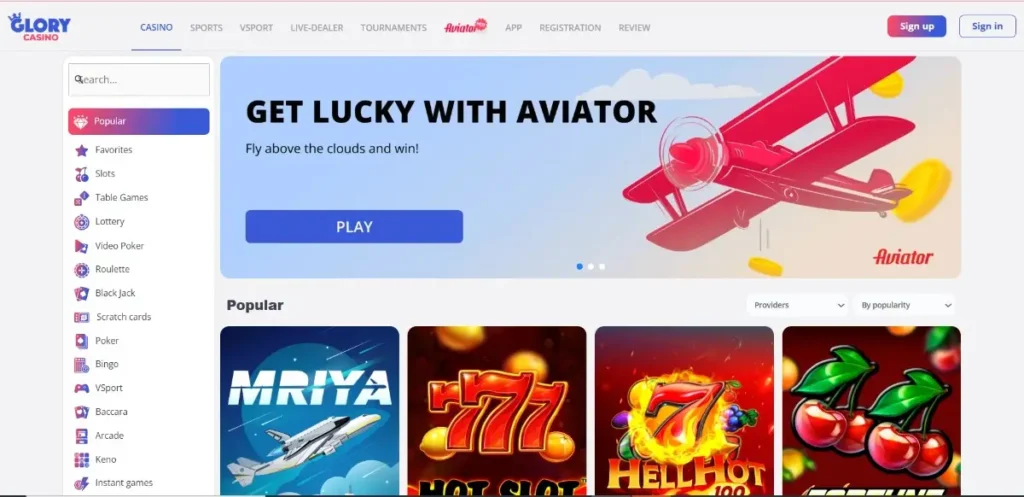 Glory Casino Website at jeta33