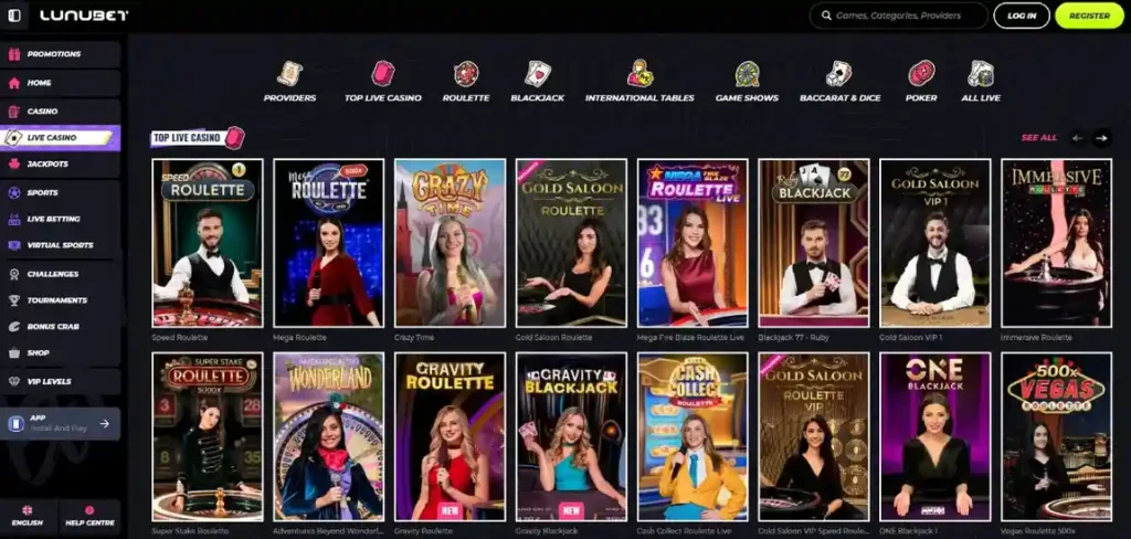 Lunubet Live Casino at Jeta33